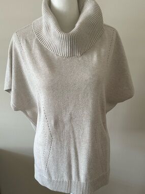 J Jill Wearever Collection Beige Cowl Neck Sweater Sz L EUC